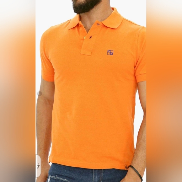 Men's Orange Short Sleeve Polo Shirt, Large - Picture 7 of 7
